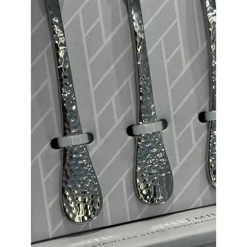 Mikasa EMILIA Hammered Stainless Steel Coffee Spoons Set of 4 NEW